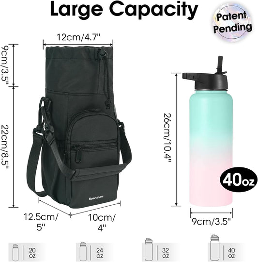 Water Bottle Holder with Crossbody/Wrist Strap