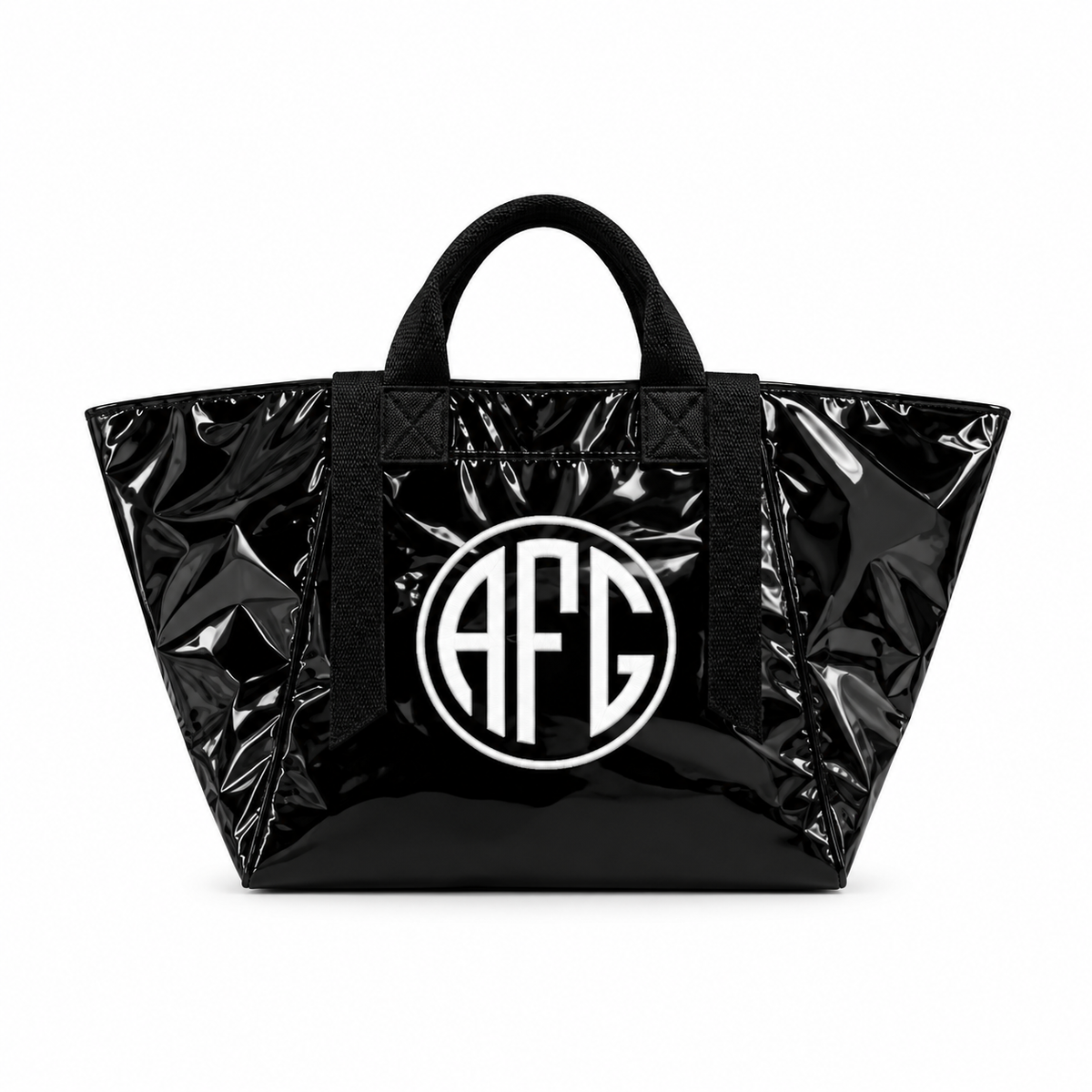 Glossy black personalized tote