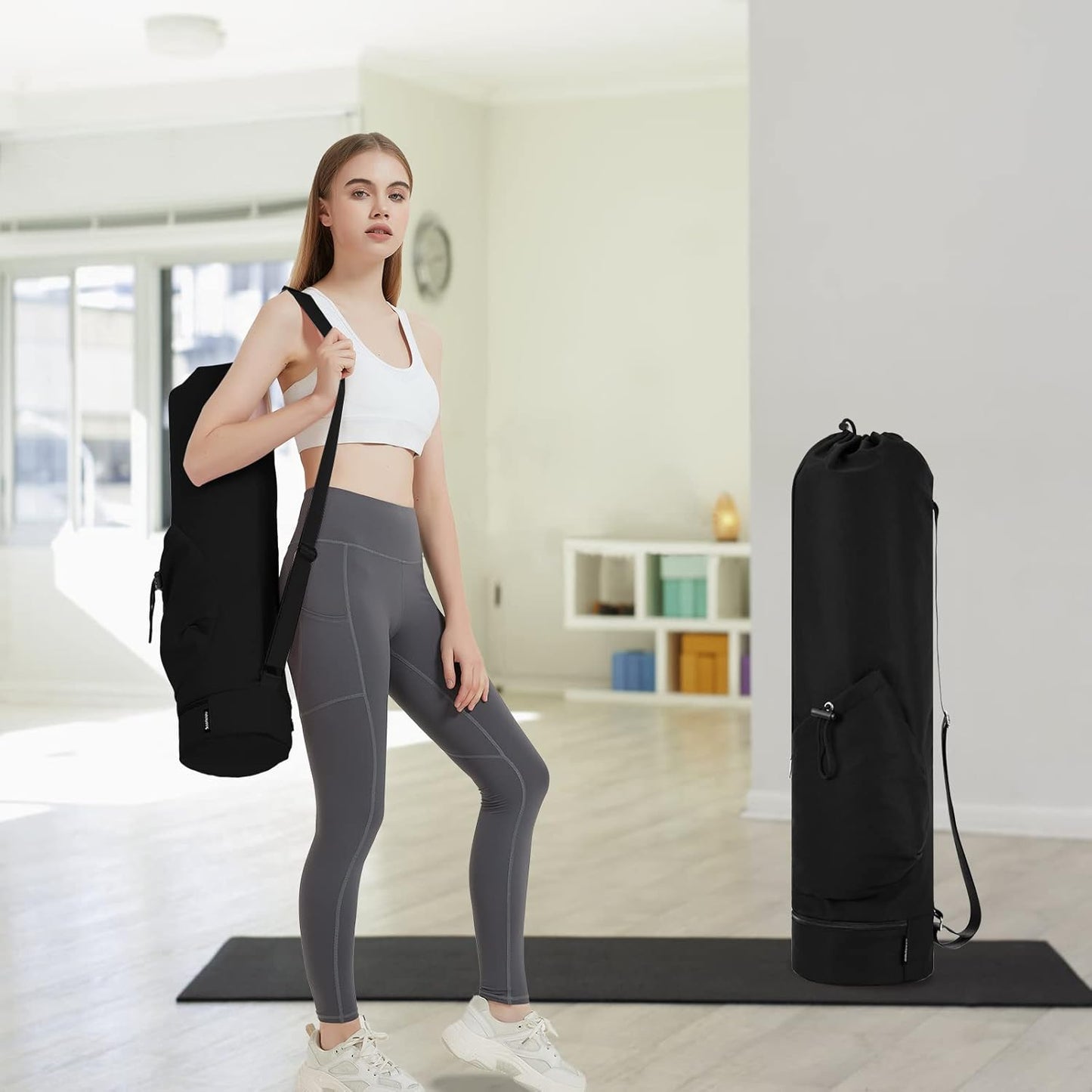 Yoga Mat Bag with Pockets – Large, Lightweight & Waterproof Carrier for Women & Men